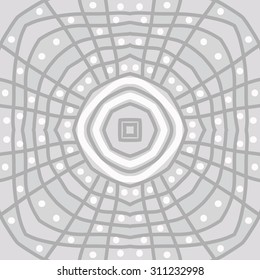 Circular  pattern of  stripes,quadrangles, ellipses, stars,doodles. Hand drawn.