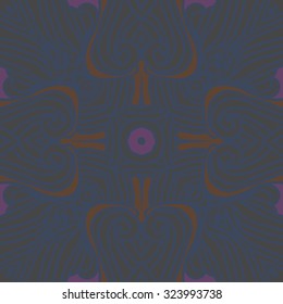Circular  pattern  of stripes,spirals, hole, waves, spots, stars. Hand drawn.