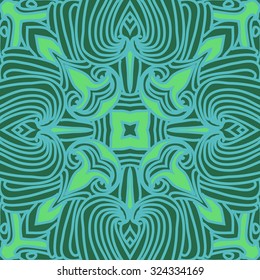 Circular  pattern  of stripes,spirals, hole, waves, spots, stars. Hand drawn.