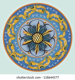 Circular pattern in the style of Italian ceramics