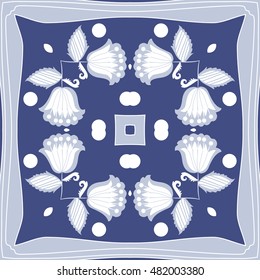 Circular pattern of  stylized branches, frame. Hand drawn.