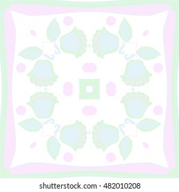 Circular pattern of  stylized branches, frame. Hand drawn.