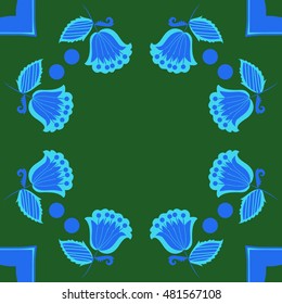 Circular pattern of  stylized branches. Hand drawn.