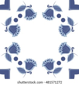 Circular pattern of  stylized branches. Hand drawn.