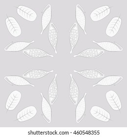 Circular  pattern of  stylized floral motif, doodles,  spot, stripes, leaves, fruits, copy space . Hand drawn.