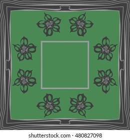 Circular  pattern of  stylized  flowers, frame . Hand drawn.