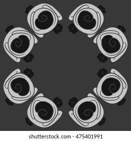 Circular  pattern with  stylized flowers . Hand drawn.