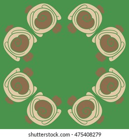 Circular  pattern with  stylized flowers . Hand drawn.