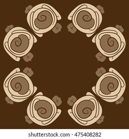 Circular  pattern with  stylized flowers . Hand drawn.