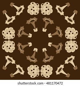 Circular pattern of  stylized  flowers. Hand drawn.