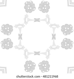 Circular pattern of  stylized  flowers. Hand drawn.