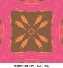 Circular  pattern with  stylized    fruits, frame . Hand drawn.