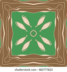 Circular  pattern with  stylized    fruits, frame . Hand drawn.