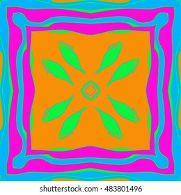 Circular  pattern with  stylized    fruits, frame . Hand drawn.