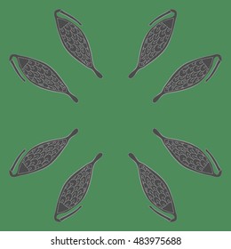 Circular  pattern with  stylized    fruits . Hand drawn.