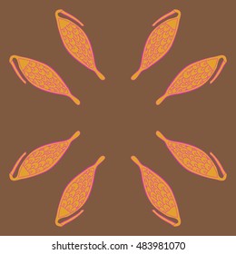 Circular  pattern with  stylized    fruits . Hand drawn.