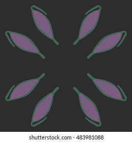 Circular  pattern with  stylized    fruits . Hand drawn.
