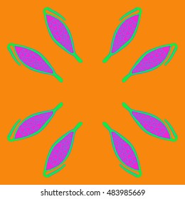 Circular  pattern with  stylized    fruits . Hand drawn.