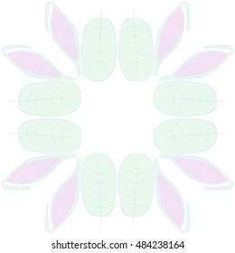 Circular pattern with  stylized    fruits, leaves. Hand drawn.