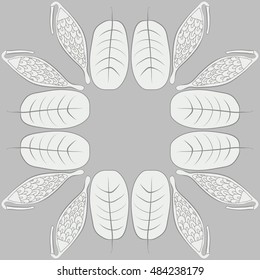 Circular pattern with  stylized    fruits, leaves. Hand drawn.