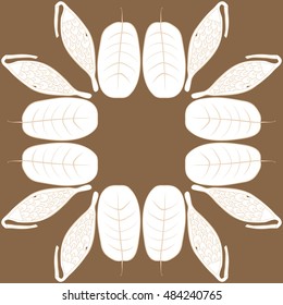 Circular pattern with  stylized    fruits, leaves. Hand drawn.