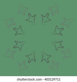 Circular pattern of stylized  motif,gothic lily,leaves, floral,copy space. Hand drawn.