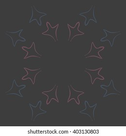 Circular pattern of stylized  motif,gothic lily,leaves, floral,copy space. Hand drawn.