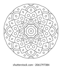 Circular pattern table and floor inlay pattern. Abstract ornament with many details and geometry elements in form of mandala. Vector illustration for coloring book, henna, mehndi, decoration