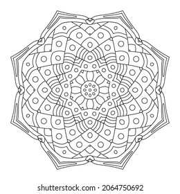 Circular pattern table and floor inlay pattern. Abstract ornament with many details and geometry elements in form of mandala. Vector illustration for coloring book, henna, mehndi, decoration