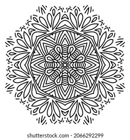 Circular pattern table and floor inlay pattern. Abstract ornament with many details and geometry elements in form of mandala. Vector illustration for coloring book, henna, mehndi, decoration