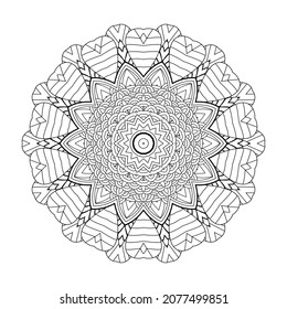Circular pattern table and floor inlay pattern. Abstract ornament with many details and geometry elements in form of mandala. Vector illustration for coloring book, henna, mehndi, decoration