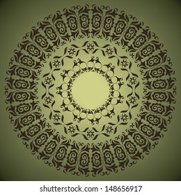 circular pattern of traditional motifs and ancient oriental ornaments