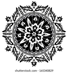 circular pattern of traditional motifs and ancient oriental ornaments