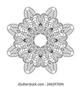 Circular pattern of traditional motifs and ancient oriental ornaments. Hand drawn background. 