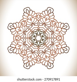 Circular pattern of traditional motifs and ancient oriental ornaments. Hand drawn background.