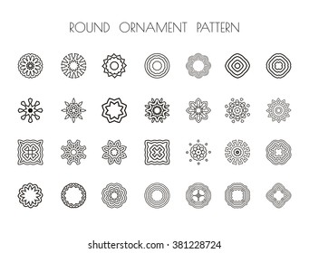 Circular pattern of traditional motifs and ancient oriental ornaments. Hand drawn background.