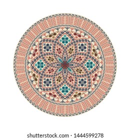 Circular pattern in traditional Palestinian style, vector design element
