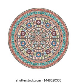 Circular pattern in traditional Palestinian style, vector design element
