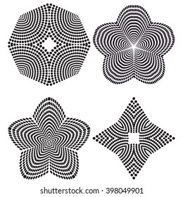 The circular pattern - vector design elements. Vector graphic elements for design. Geometric fashion pattern. Vector star, snowflake, round pattern. A set of four elements