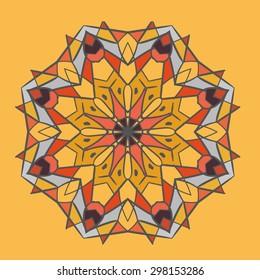 Circular pattern / warm autumn colors / ethnic pattern / vector image