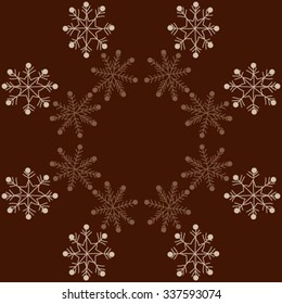 Circular   pattern  of  winter  motifs, doodles,  snowflakes. Hand drawn.