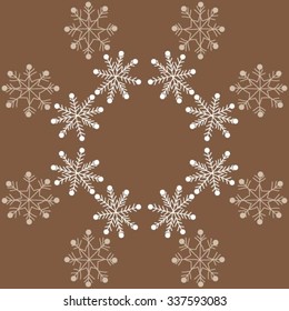 Circular   pattern  of  winter  motifs, doodles,  snowflakes. Hand drawn.