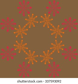 Circular   pattern  of  winter  motifs, doodles,  snowflakes. Hand drawn.