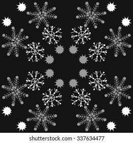 Circular   pattern  of  winter  motifs, doodles,  snowflakes, stars. Hand drawn.