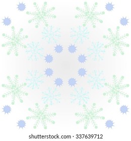 Circular   pattern  of  winter  motifs, doodles,  snowflakes, stars. Hand drawn.