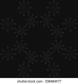 Circular   pattern  of  winter  motifs, doodles,  snowflakes. Hand drawn.