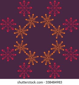 Circular   pattern  of  winter  motifs, doodles,  snowflakes. Hand drawn.