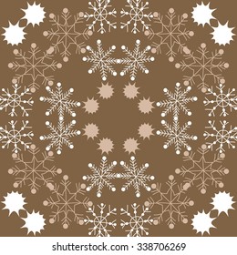 Circular   pattern  of  winter  motifs, doodles,  snowflakes, stars, ellipses. Hand drawn.