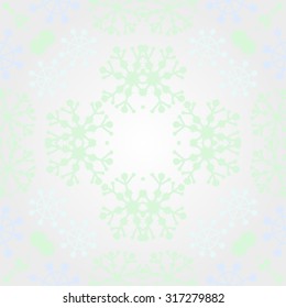 Circular   pattern of winter theme, snowflakes, ellipses, copy space, doodles. Hand drawn.