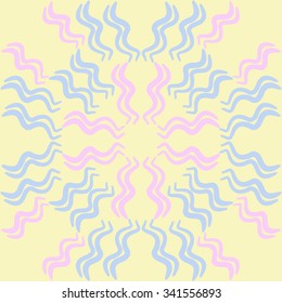 Circular    pattern  of zodiac  motif, doodles, objects, Aquarius  signs. Hand drawn.